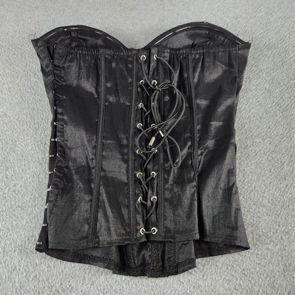 Wet Seal Bustier Corset Top Womens Small Black Studded Lace Up Back Edgy Y2K - Picture 2 of 6